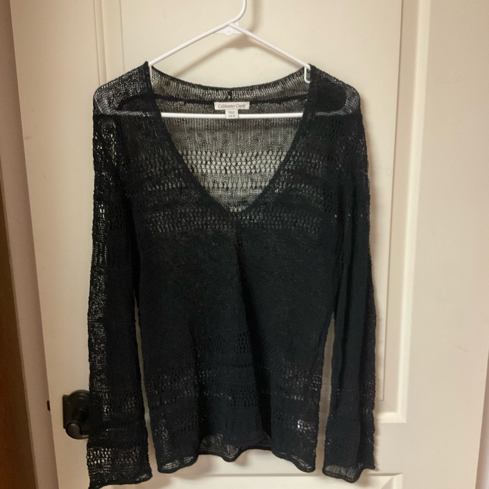 Coldwater Creek Crochet Linen/Cotton Shell EUC